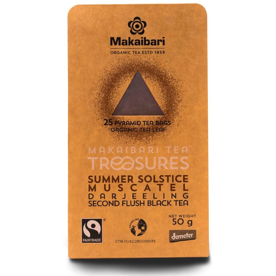 Makaibari Tea Treasures Summer Solstice Muscatel Tea Bags| Organic Darjeeling Second Flush Whole Leaf Black Tea | USDA Certified Premium Black Tea | 25 Tea Bags | 50 gm