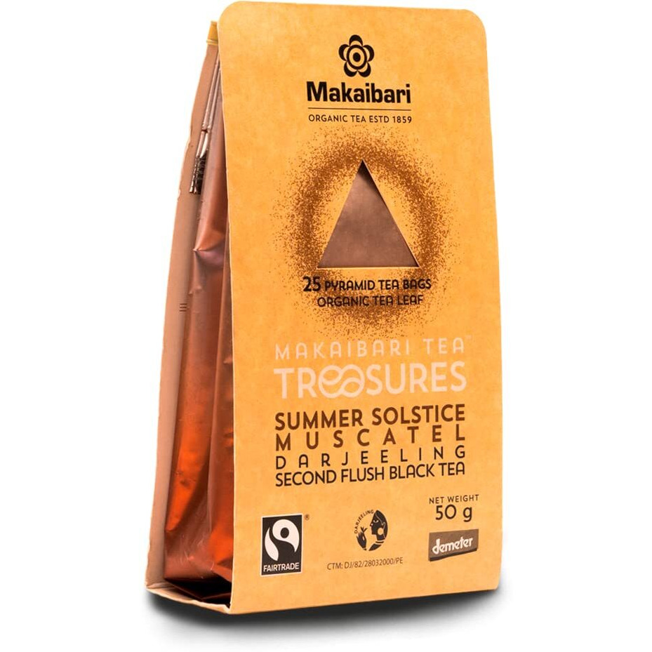 Makaibari Tea Treasures Summer Solstice Muscatel Tea Bags| Organic Darjeeling Second Flush Whole Leaf Black Tea | USDA Certified Premium Black Tea | 25 Tea Bags | 50 gm