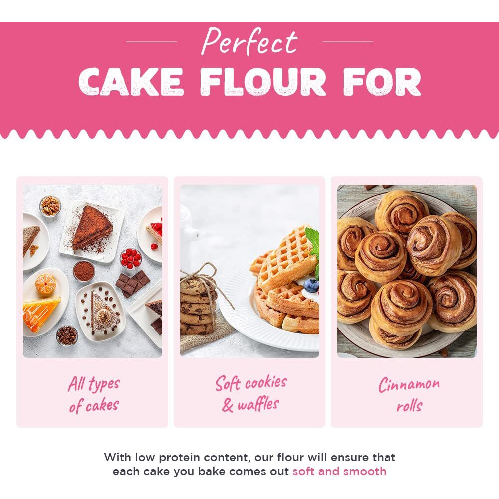 Raw Himalayas Cake Flour (5 Kg), Unbleached | Maida/APF Alternative | Low Protein | Muffins | Soft Cookies Waffles | Cinnamon rolls | Smooth Cakes | Himalayan flour