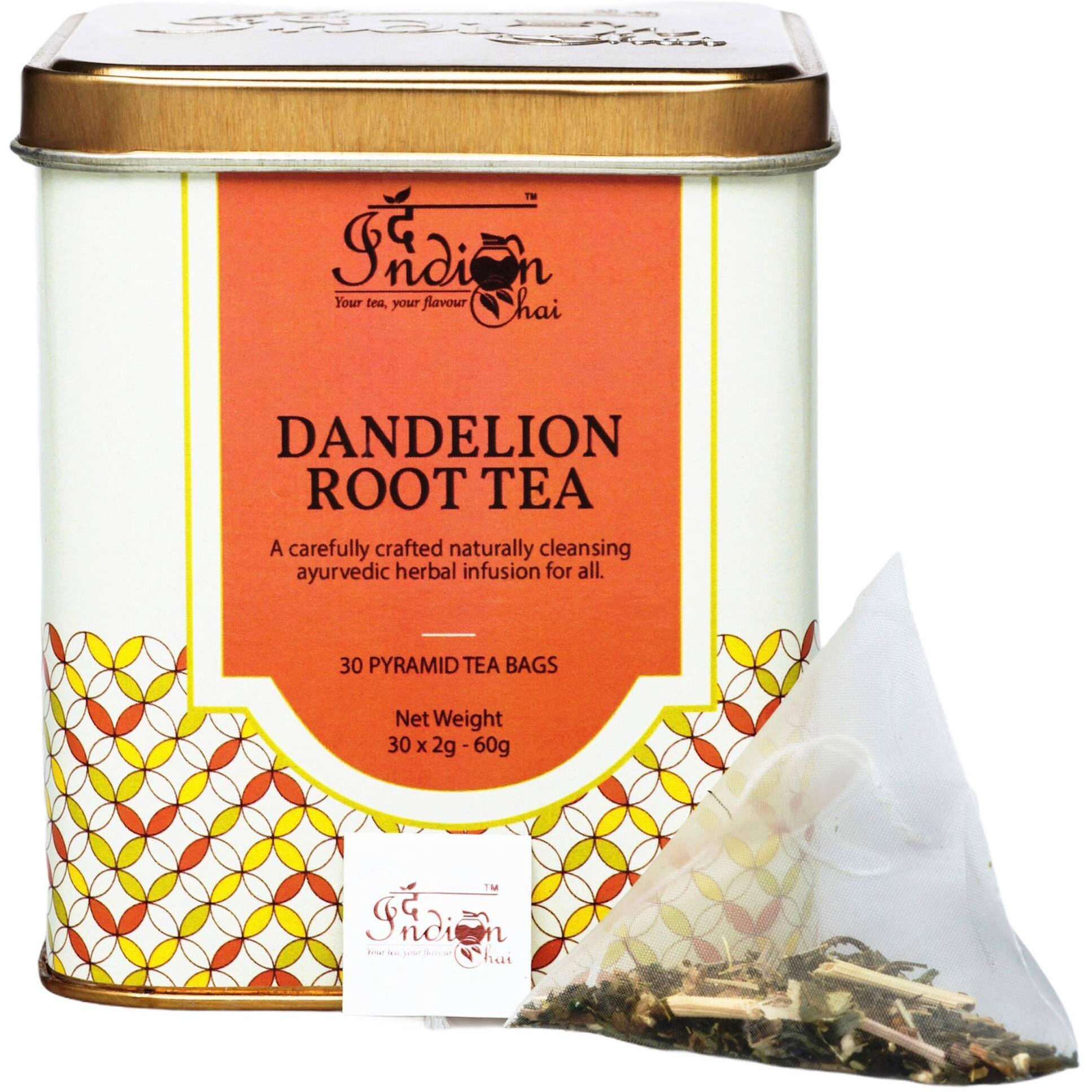 The Indian Chai  Dandelion Root 30 Pyramid Tea Bags || Herbal Tea for LIver Detox