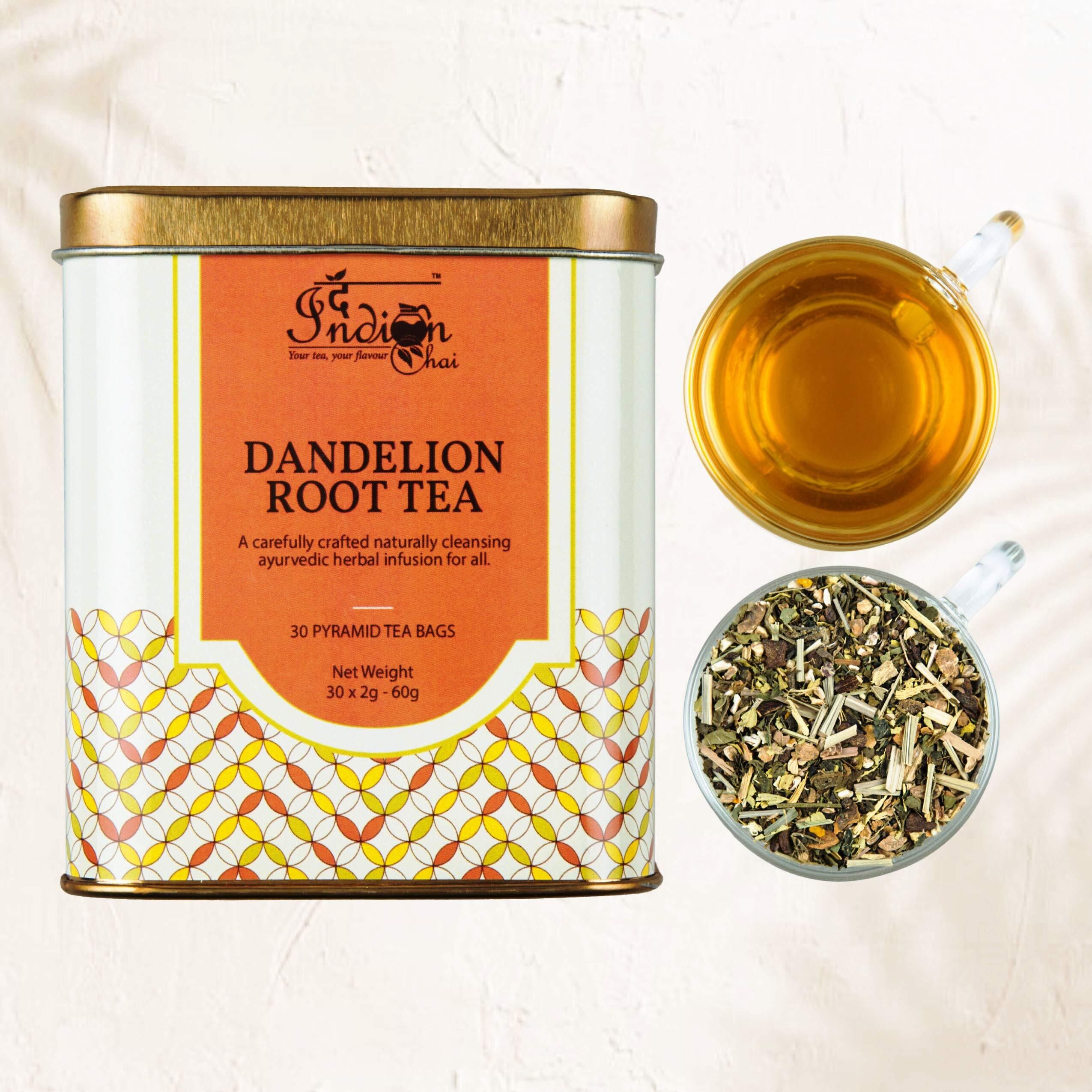 The Indian Chai  Dandelion Root 30 Pyramid Tea Bags || Herbal Tea for LIver Detox