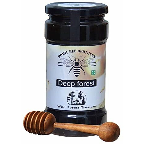 Royal Bee Brothers | Deep Forest Honey | Thick and Black, NMR Tested Honey |Produce of Wild Honey Bee | Harvested from Katarniyaghat Forest| Pollen Enriched 100% Unprocessed and Unheated Honey| 500 g