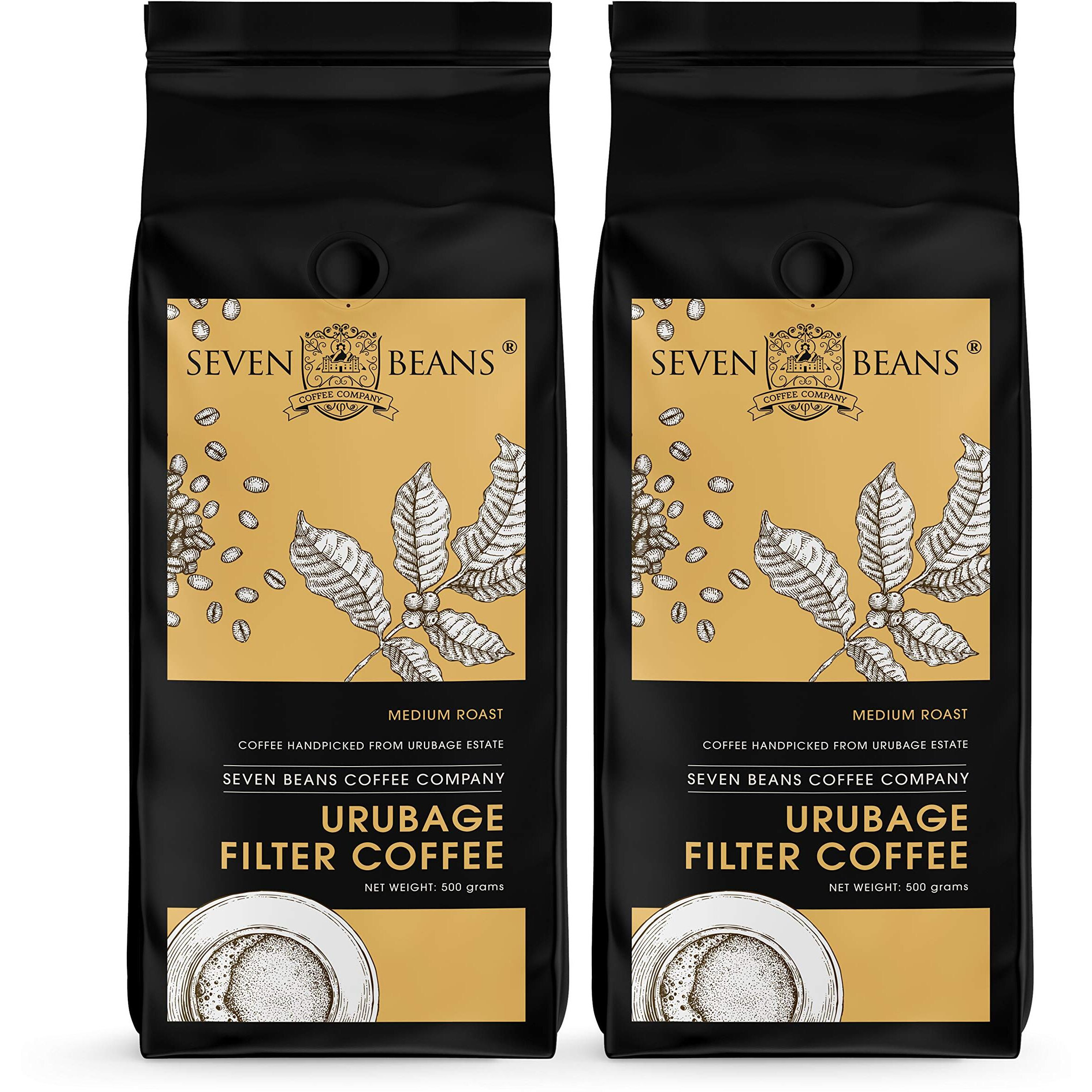 Seven Beans - URUBAGE South Indian Filter Coffee Powder - Coffee 80%, Chicory 20%,500 g (Medium Roast) (Pack of 2)