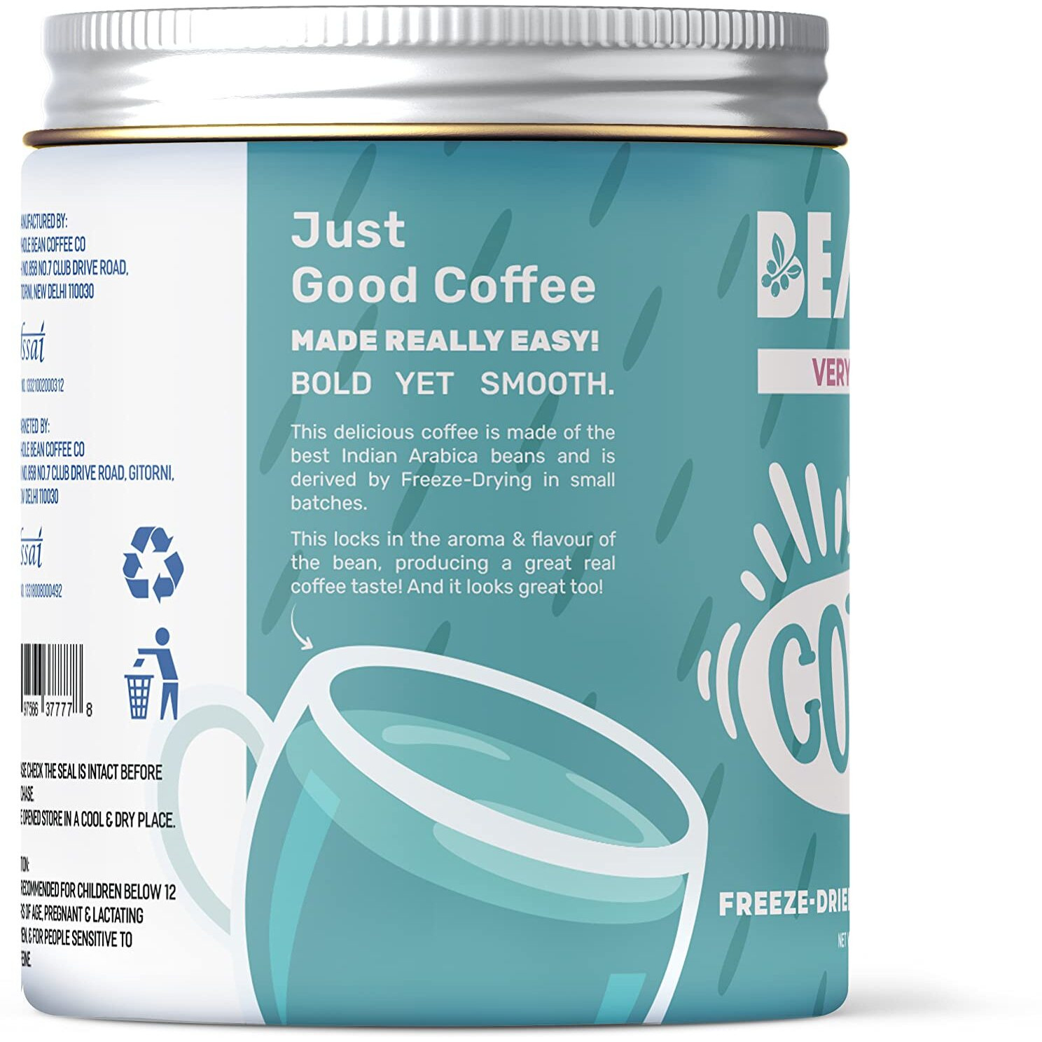Beanly Instant Coffee Powder (Very Vanilla Flavour) - 50 gm, Freeze Dried Arabica Coffee, Hot & Cold Coffee, Dark Roast Strong Coffee, Espresso, Latte, Cappuccino