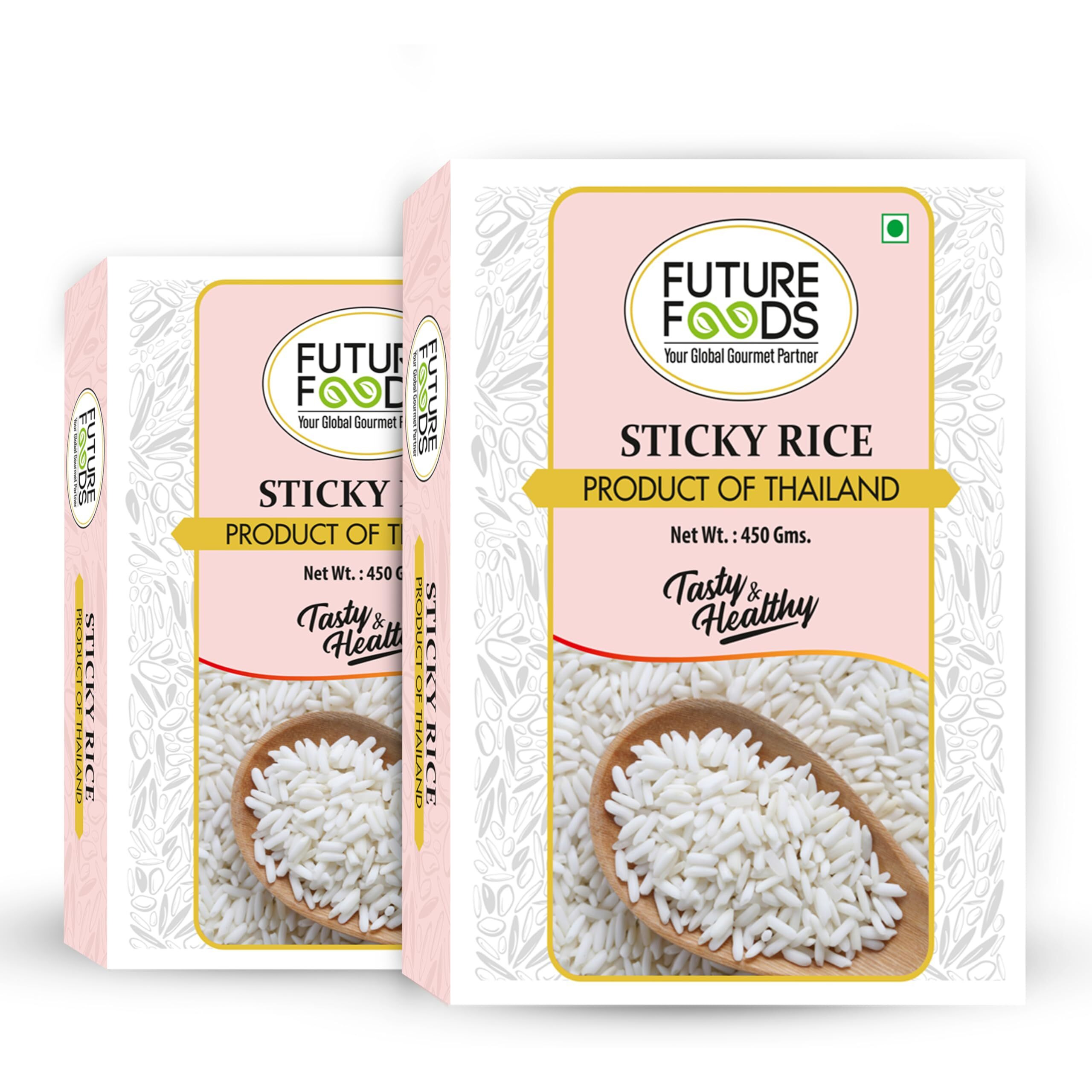 Future Foods Glutinos Sticky Rice|Sweet Rice|Healthy & Tasty|Gluten Free|Fiber Rich|Product Of Thailand|450 Gram (Pack Of 2)