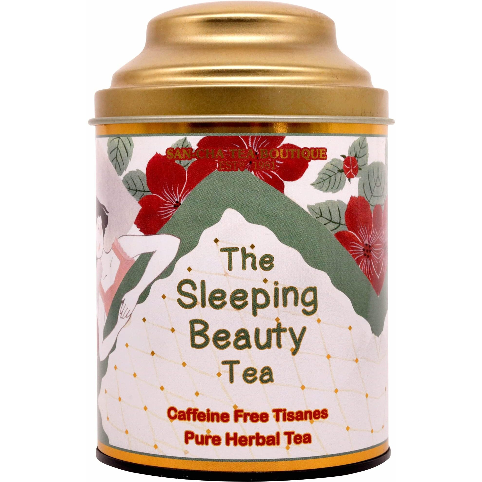 SAN-CHA Tea Boutique, Sleeping Beauty Tea,(30+Cups) Sleep Tea, Bedtime Tea, Caffeine Free Herbal Tea, Real Vanilla, Lavender Flowers, Rose Flowers & Chamomile Flower Tea, Best Night Time Tea - 30 Gram