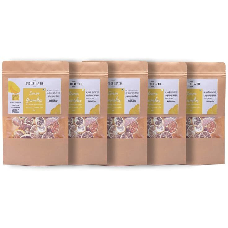 Bab Louie & Co. Lemon Dehydrated Fruits Garnishes For Cocktail, Mocktail, Detox Water, Green Tea, Snacks | Air Dried | Gluten Free 100% Natural | Zero Preservatives | 50 Gm (Pack Of 5)
