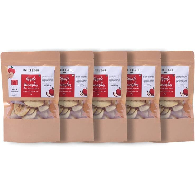 Bab Louie & Co. Apple Dehydrated Fruits Garnishes For Cocktail, Mocktail, Detox Water, Green Tea, Snacks | Air Dried | Gluten Free | 100% Natural | Zero Preservatives | 50 Gm (Pack Of 5)