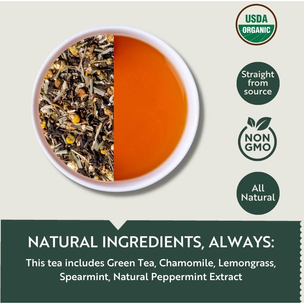 Luxmi Estates Minty Mile Chamomile Mint Green Tea 50gm Tin (Pack of 2) | USDA Certified Organic Green Tea | Low Caffeine Chamomile Tea | Mint Tea Bags Best for Night Time | Lemongrass, Spearmint