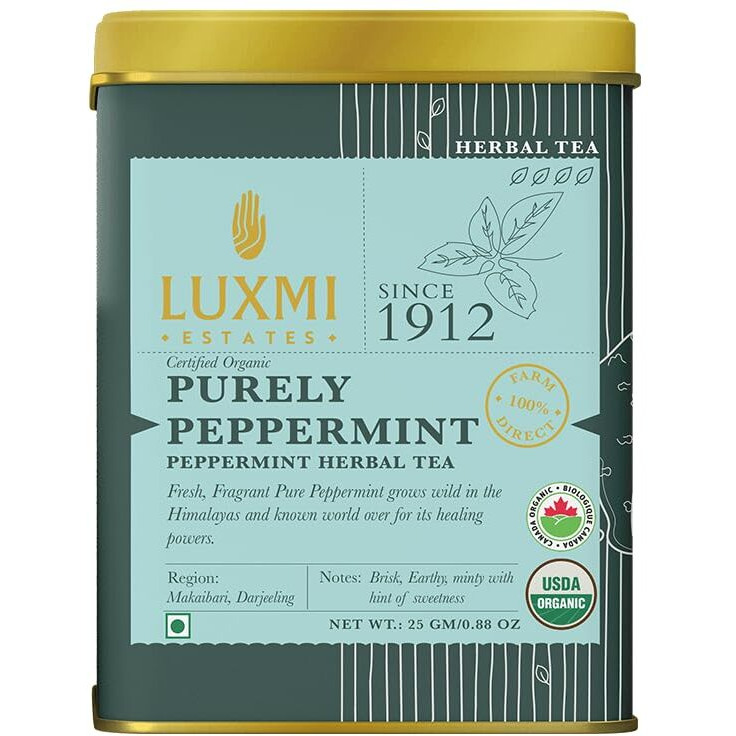 LUXMI Estates Purely Peppermint 25Gm & Lemon Ginger Root - 50Gm Tin Loose Leaves | Mint Tea Best For Night Time | Lemon Peel, Ginger, Lemongrass, Licorice - Calming, Supports Digestion