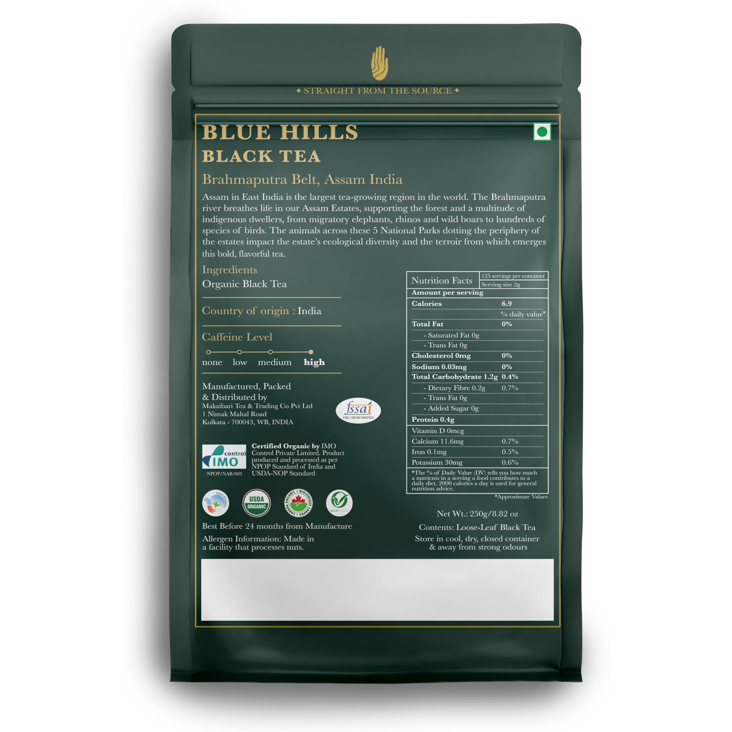 LUXMI Estates Blue Hills Black Tea Blend 250Gm Pack | Organic Black Ctc Tea | 125 Cups | Jodhpur Blend | Best For Milk Tea, Ctc Blended Tea With Leaf | 100% Natural Teas