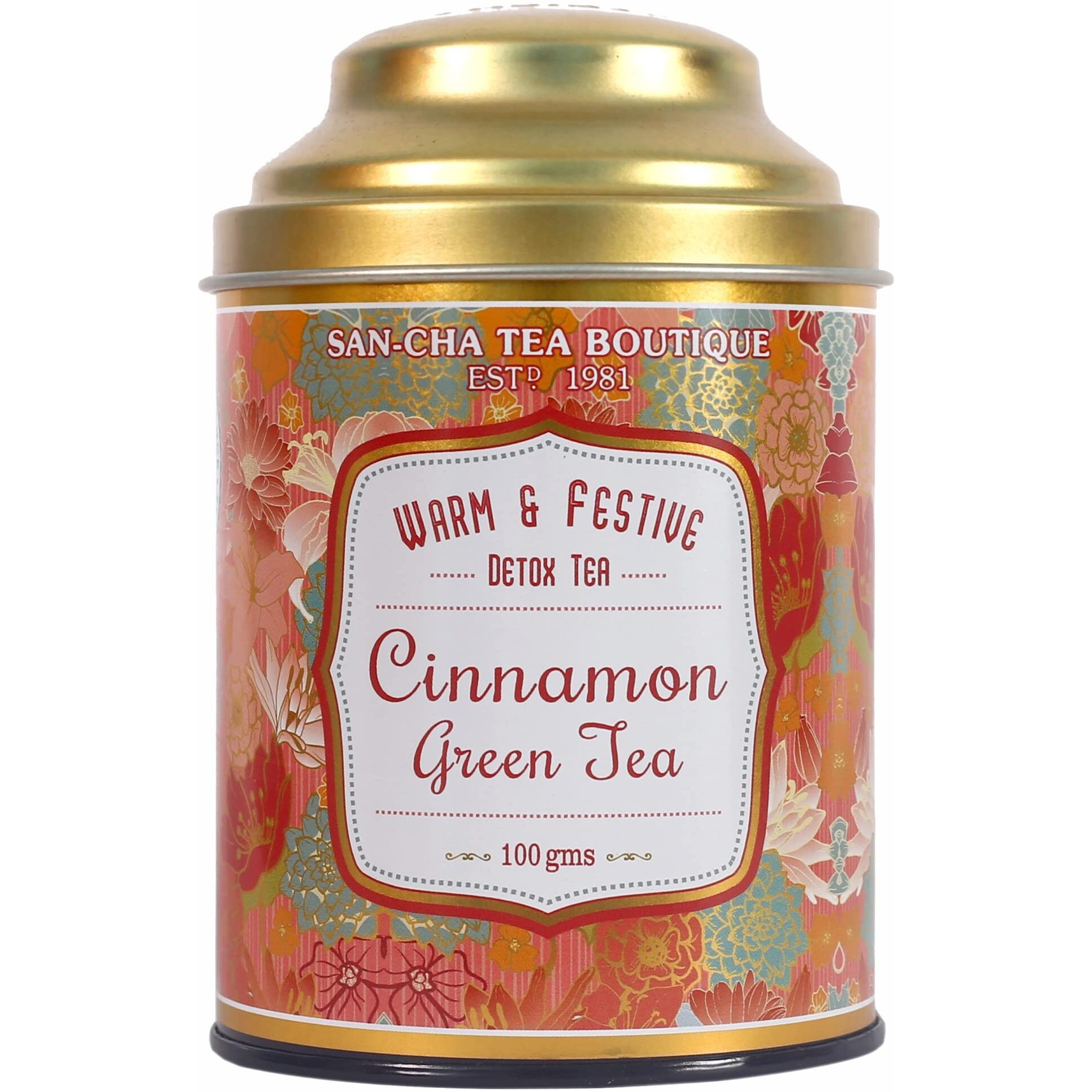 SAN-CHA Tea Boutique Cinnamon Green Tea | All Natural | Immunity Boosting Tea |(100+Cups) Loose Tea Leaf |Real Spice Blend, |100% Rainforest Alliance Certified|Weight Watchers Tea, 1 grams
