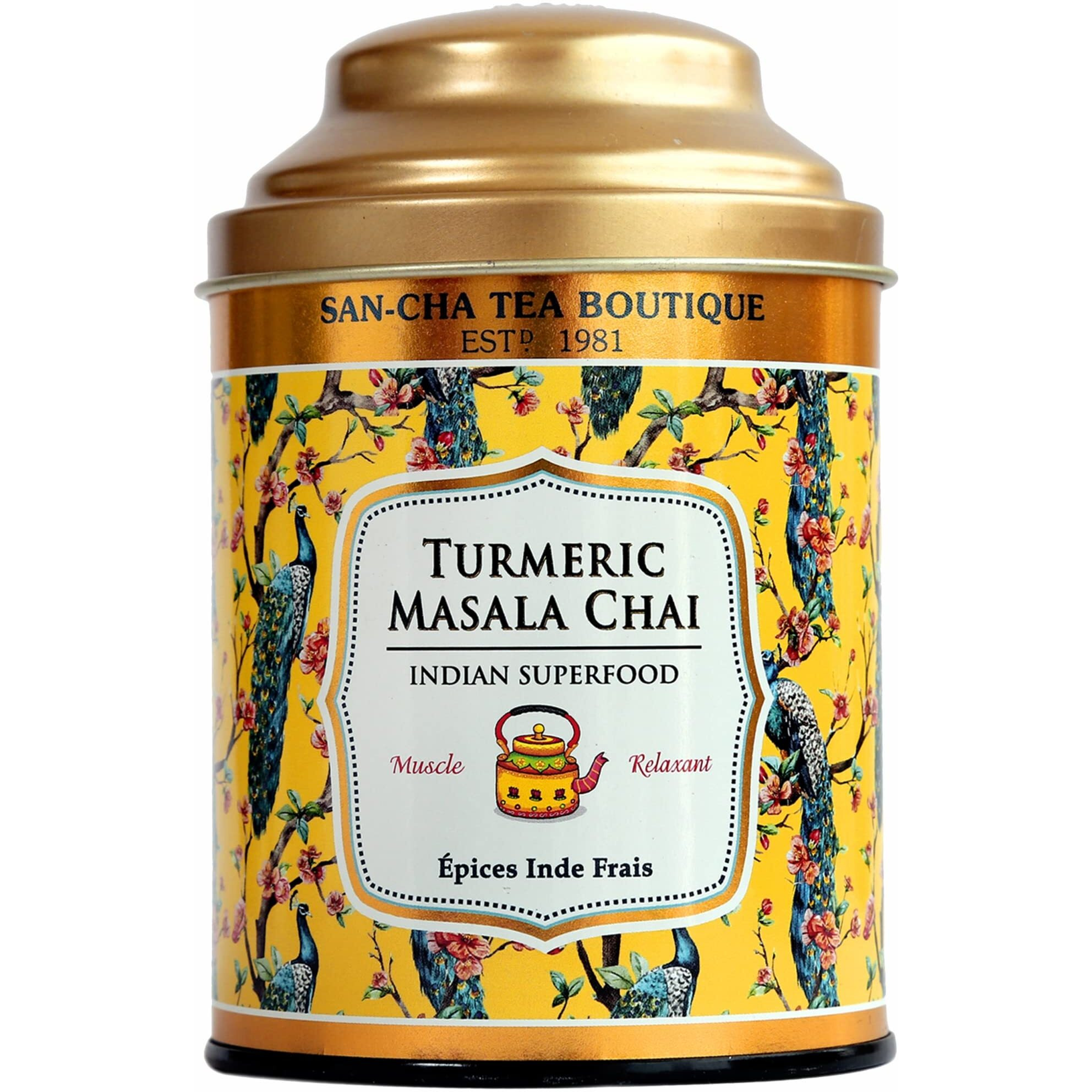 Sancha Tea Boutique, Turmeric & Ginger Masala Chai, Superfood Tea Blend, Wellness Chai, Anti-inflammatory tea, real golden milk tea, 100gm loose leaf tea