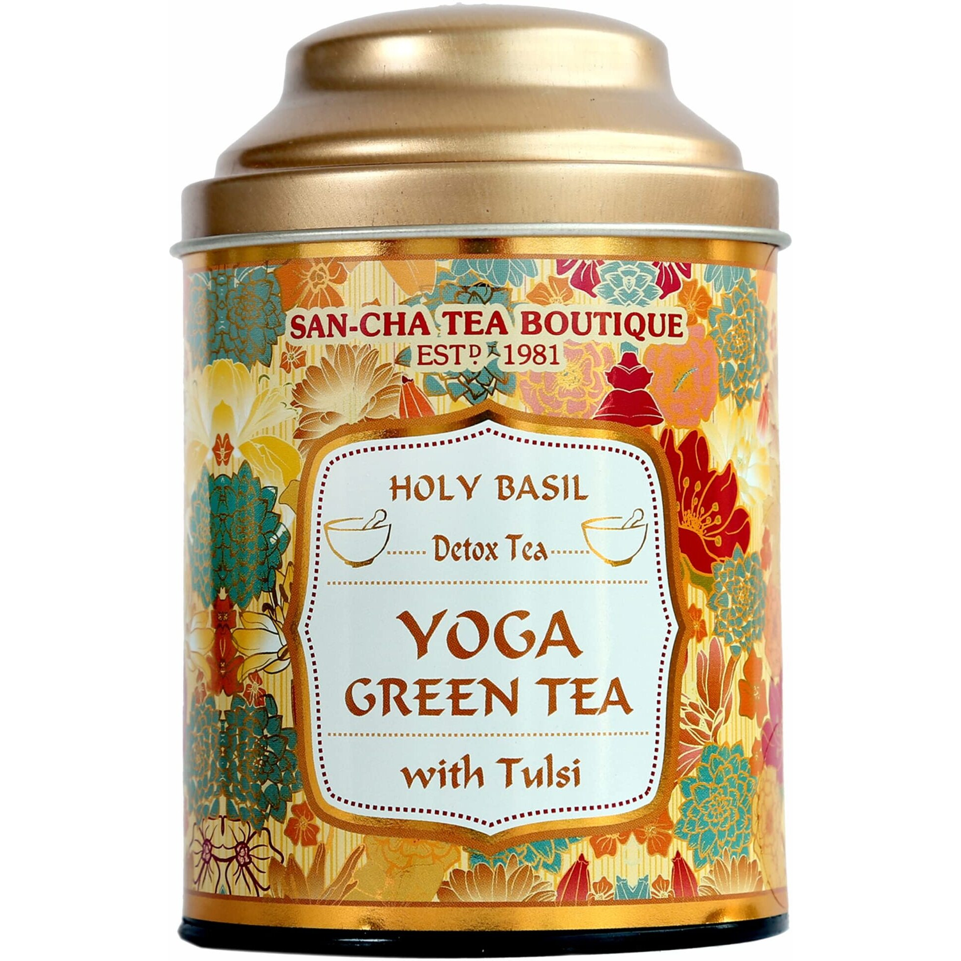 SAN-CHA Tea Boutique, Tulsi Green Tea, Yoga Tea, Immunity Boosting (100X3 Cups), 100% Rainforest Alliance Certified, Green Tea Immunity, Tulsi Tea Detox - Loose Leaves, 100 Gram