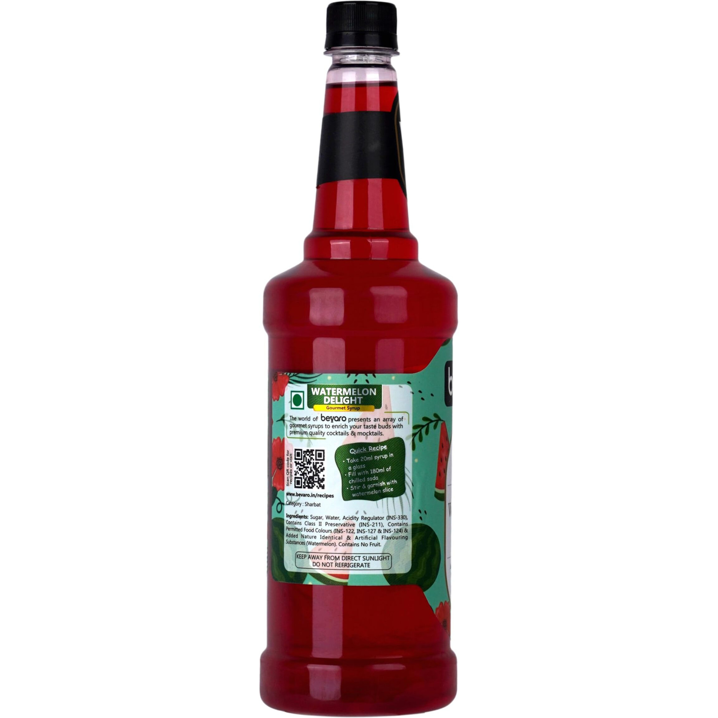 Bevaro Watermelon Delight Flavoured Syrup | Suitable For Cocktails, Mocktail, Mixer, Drinks, Juices and other Beverages |1000ml