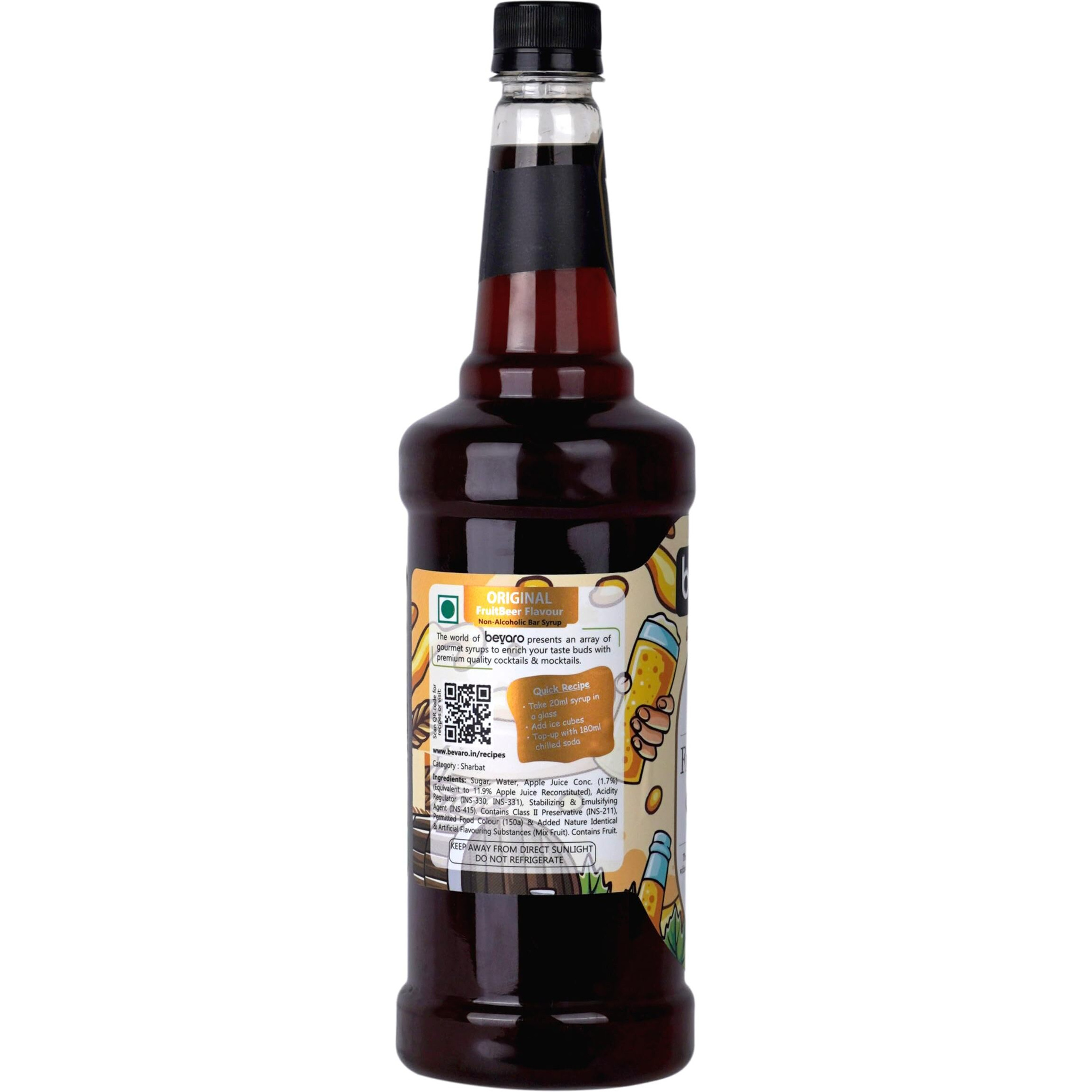 Bevaro Original FruitBeer Flavoured Syrup | Non-Alcoholic | Sweet and Tangy Taste| Suitable For Cocktails, Mocktail, Mixer, Drinks, Juices and other Beverages |1000ml