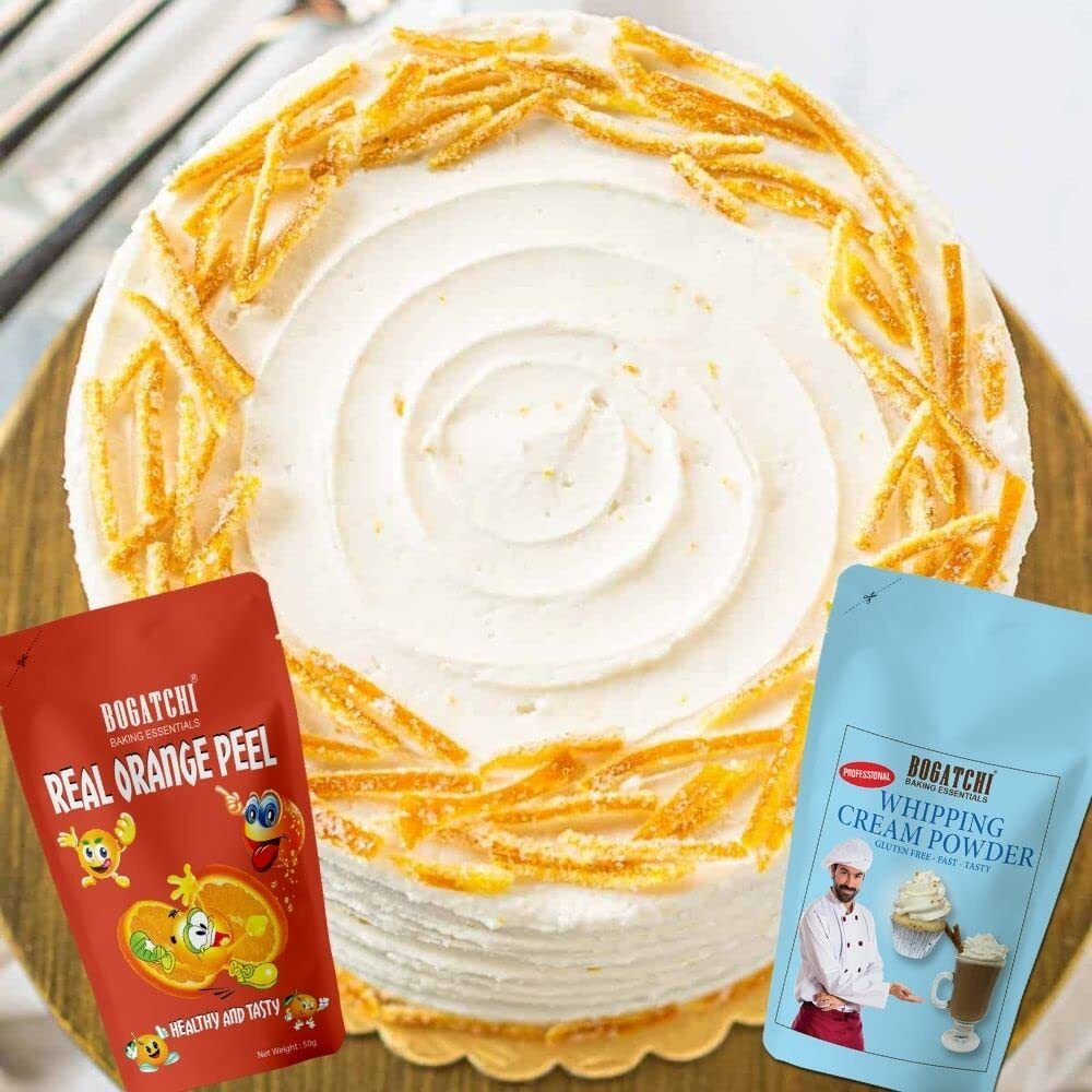 BOGATCHI Whipping Cream Powder, Whipping cream for cake, Premium Whipping cream Powder, Whipped Cream, Rich Whipping cream|FREE One Extra Whipping Cream Powder(50g)+ Orange Peel (25g)