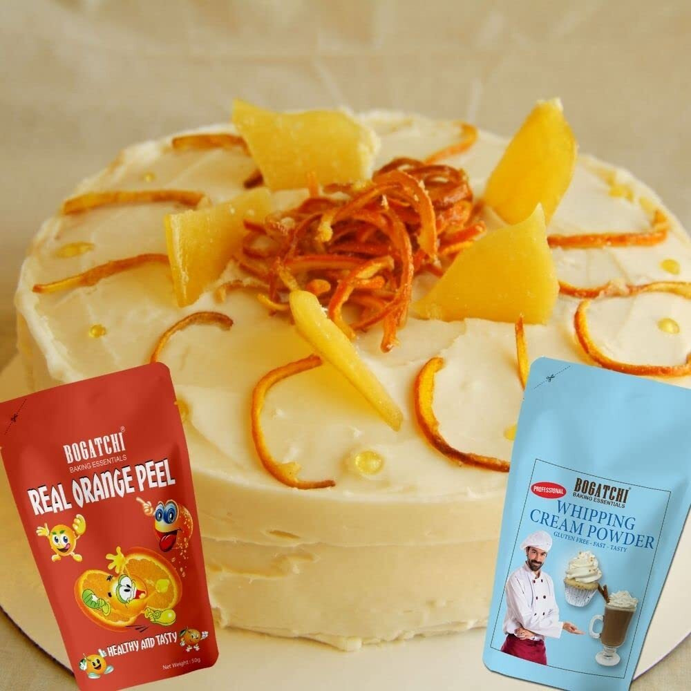 BOGATCHI Whipping Cream Powder, Whipping cream for cake, Premium Whipping cream Powder, Whipped Cream, Rich Whipping cream|FREE One Extra Whipping Cream Powder(50g)+ Orange Peel (25g)
