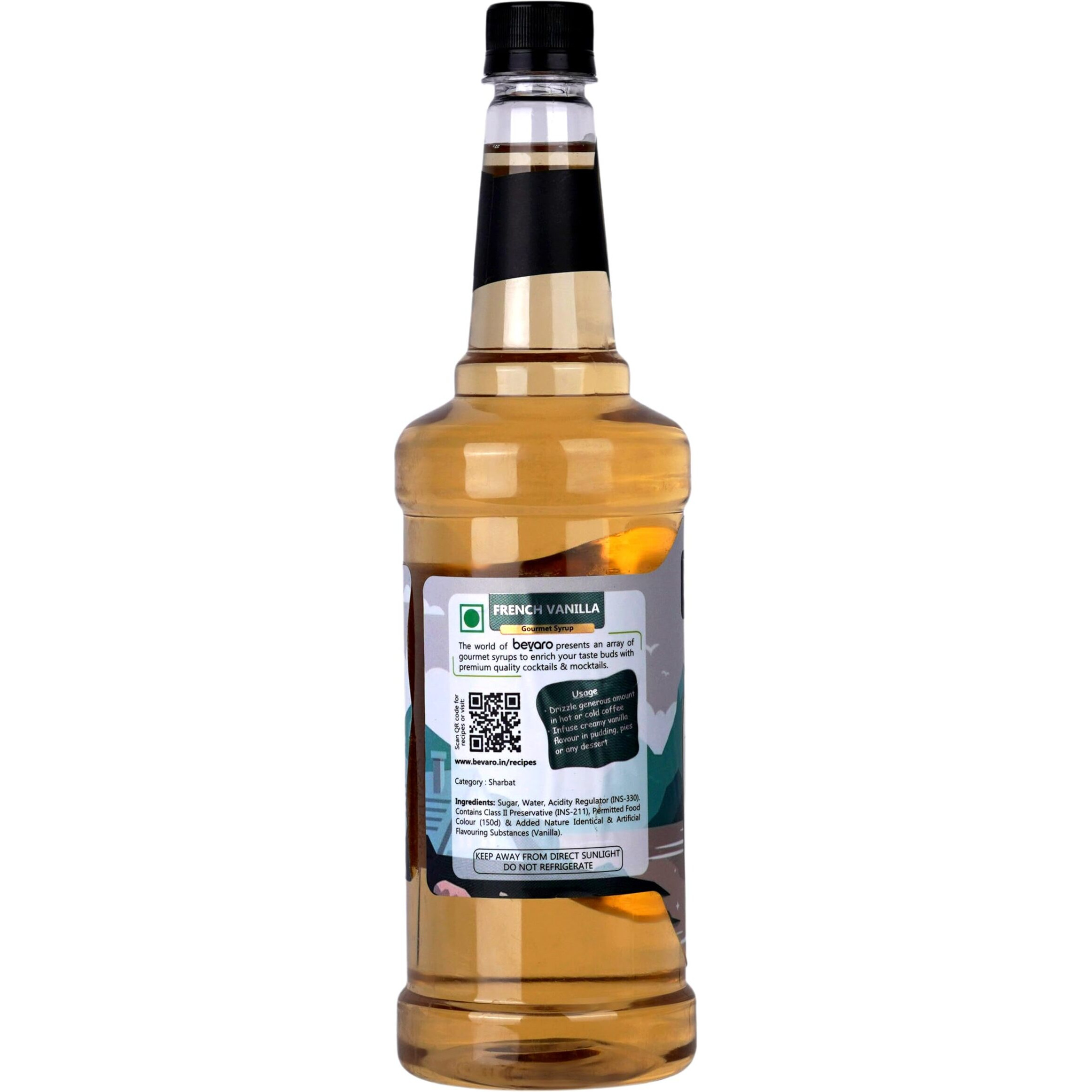 Bevaro French Vanilla syrup |Coffee And Dessert Syrup| Suitable For Hot Coffee,Cold coffee, Shakes and Desserts Add-ons, 1000 ml