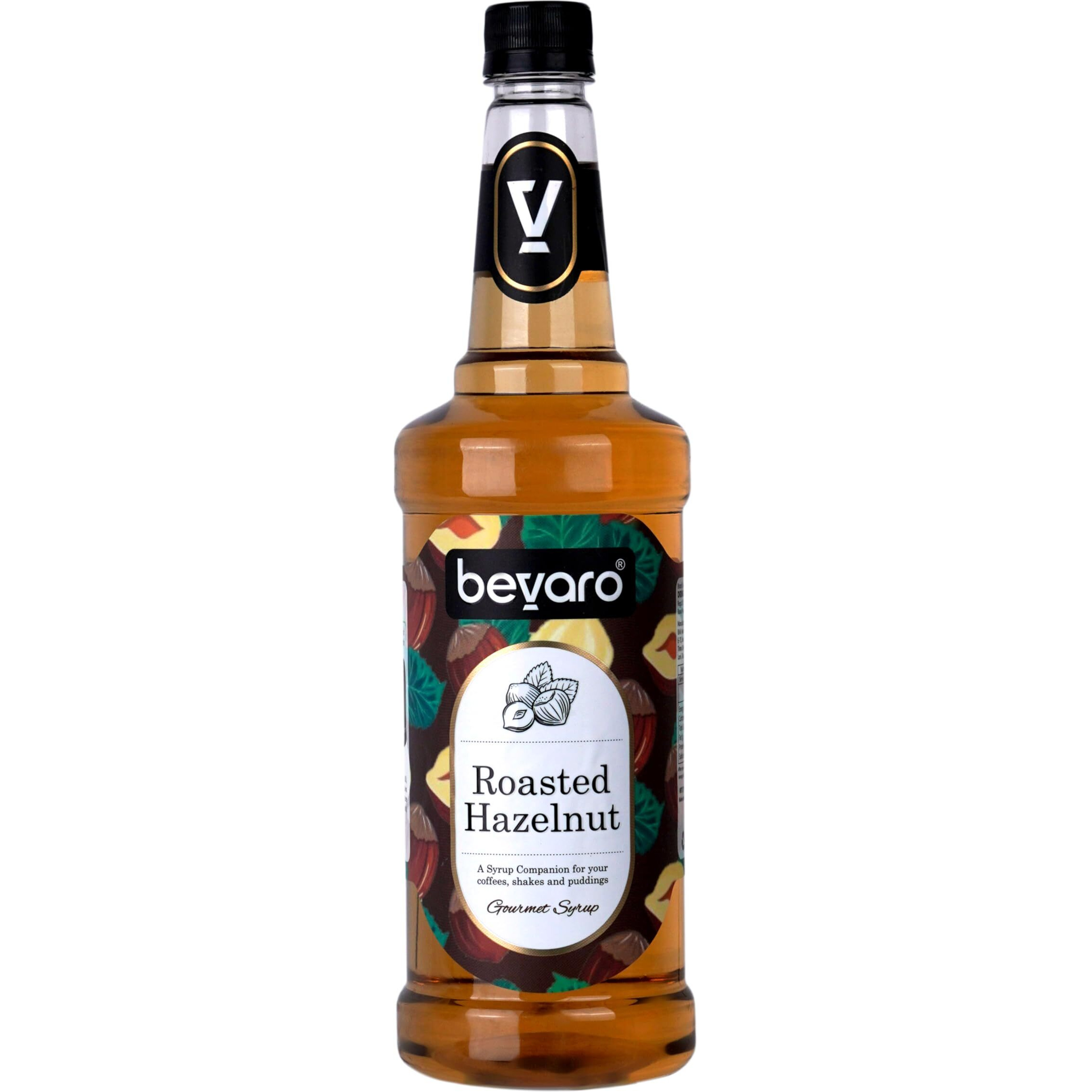 Bevaro Roasted Hazelnut Syrup 1000 ml, Flavoured Hazelnut Syrup for Shakes, Hot Brew, Cold Brew, Mocktails, Beverages