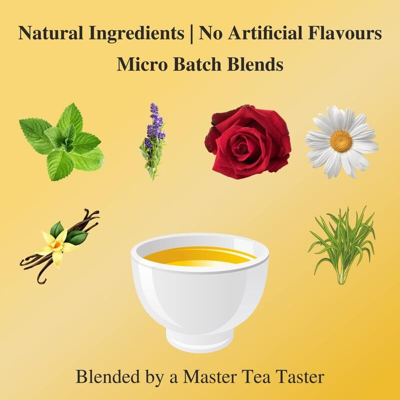 SAN-CHA Tea Boutique, Bedtime Tea, Caffeine Free Tea Bags, 25 Pyramid Tea Bags, For Stress Relief & Good Sleep, Blend Of Real Vanilla, Lavender, Rose & Chamomile Flowers, Sleep Tea, 340 Gram