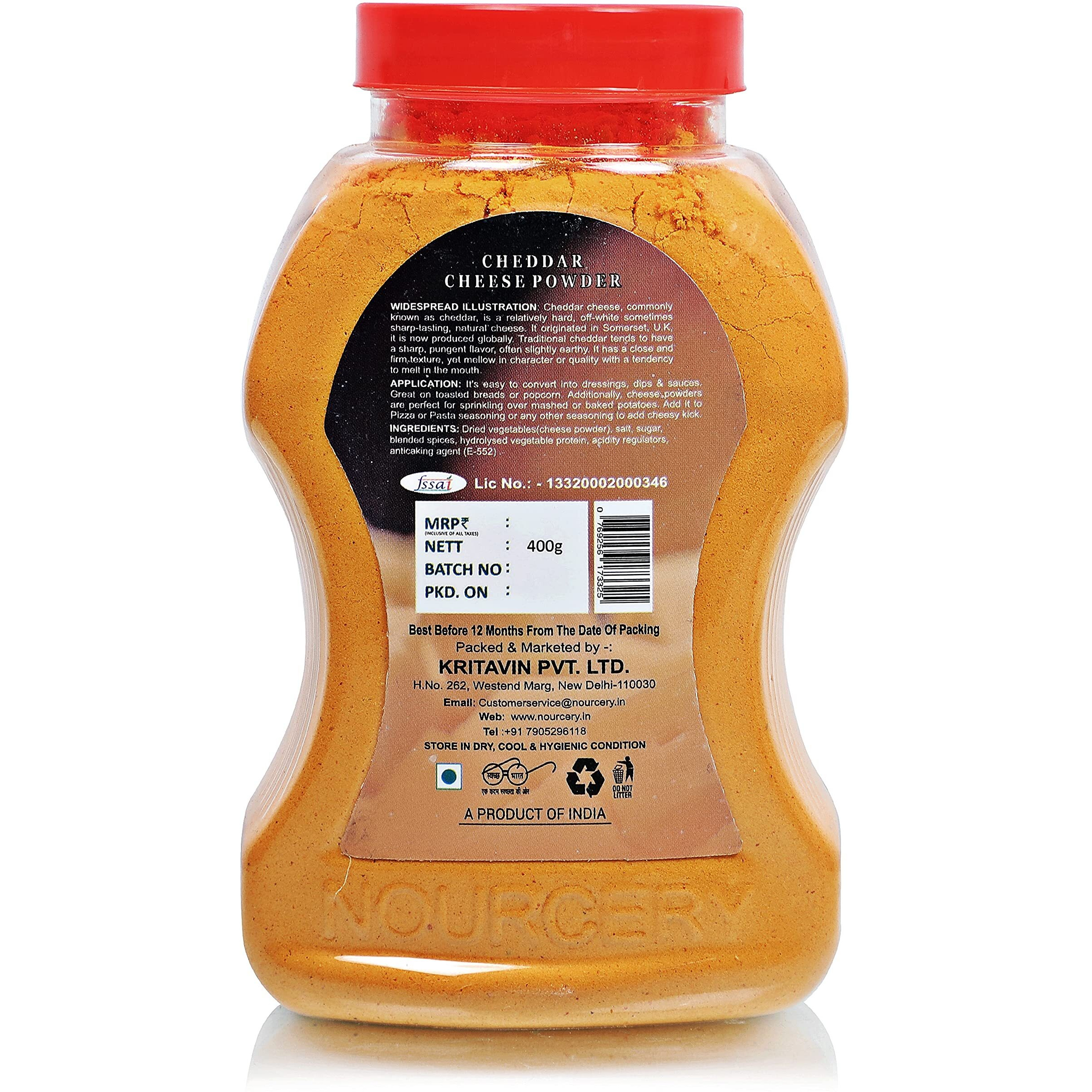 Nourcery Cheddar Cheese Powder, 400g (Grounded English Cheddar)