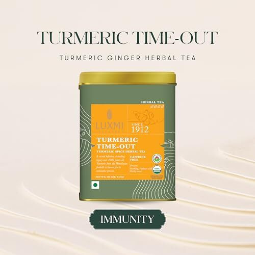 LUXMI Estates Turmeric Time-Out Herbal Loose Tea - 100 Gm Pack | Certified Usda Organic Herbal Tea | Cardamom, Black Pepper Blend | Supports Healthy Inflammation Response | 50 Cups