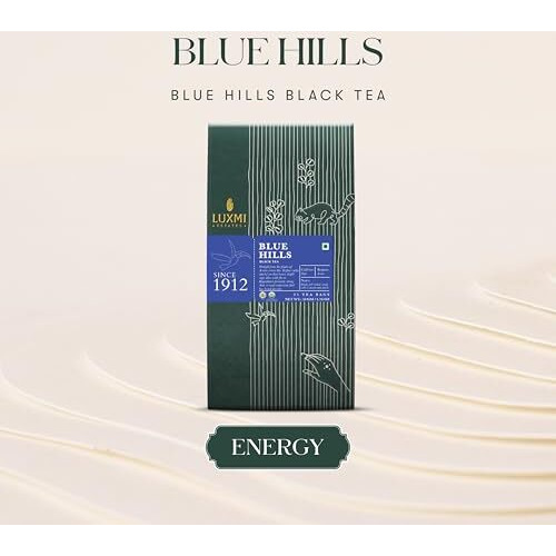LUXMI Estates Blue Hills Black Tea Blend 25 Tea Bags Pack | Organic Black Ctc Tea | 25 Cups | Jodhpur Blend | Premium Ctc Blended Tea With Leaf | Strong Assam Flavour | 100% Natural Teas - 80 Gm