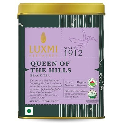 LUXMI Estates Queens Black Tea Blend 100Gm Loose Leaves Pack | Queen Of The Hills | Certified Organic Black Tea | Kosher, Gluten Free | No Additives | 50 Cups