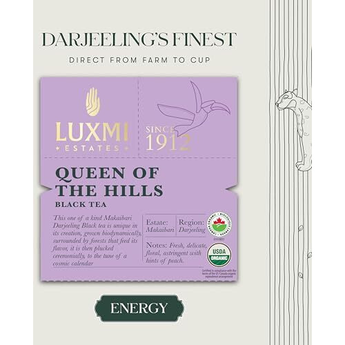 LUXMI Estates Queens Black Tea Blend 100Gm Loose Leaves Pack | Queen Of The Hills | Certified Organic Black Tea | Kosher, Gluten Free | No Additives | 50 Cups