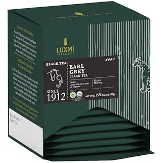 Luxmi Estates Garo Hills Organic Earl Grey Black Tea 15 Tea Bags (30gm) Pack | USDA Organic | 100% Natural Bergamot Extracts | 15 Cups | Assam Black Tea