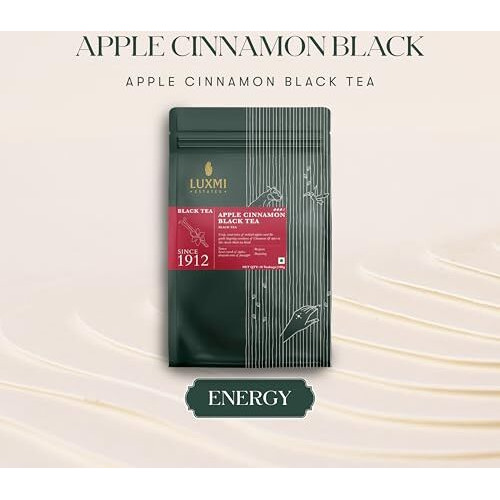 LUXMI Estates Apple Cinnamon Black Tea 50 Tea Bags (100 Gram) Pack | Usda Certified Premium Black Tea | Anti-Oxidants, Immunity Booster | 50 Cups Bulk Pack