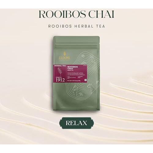 LUXMI Estates Rooibos Chai Herbal Tea 50 Tea Bags (100 Gram) Pack | Certified Organic Tea | Caffeine-Free | 50 Cups Bulk Pack