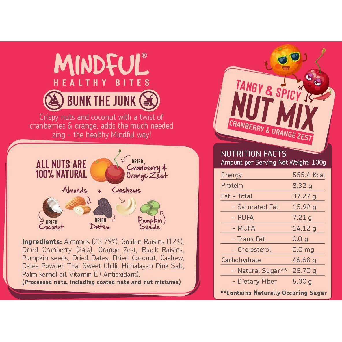 Eat Anytime Healthy Snacks Trail Mix Nuts and Dry Fruits, Cranberry and Orange Zest, 200g