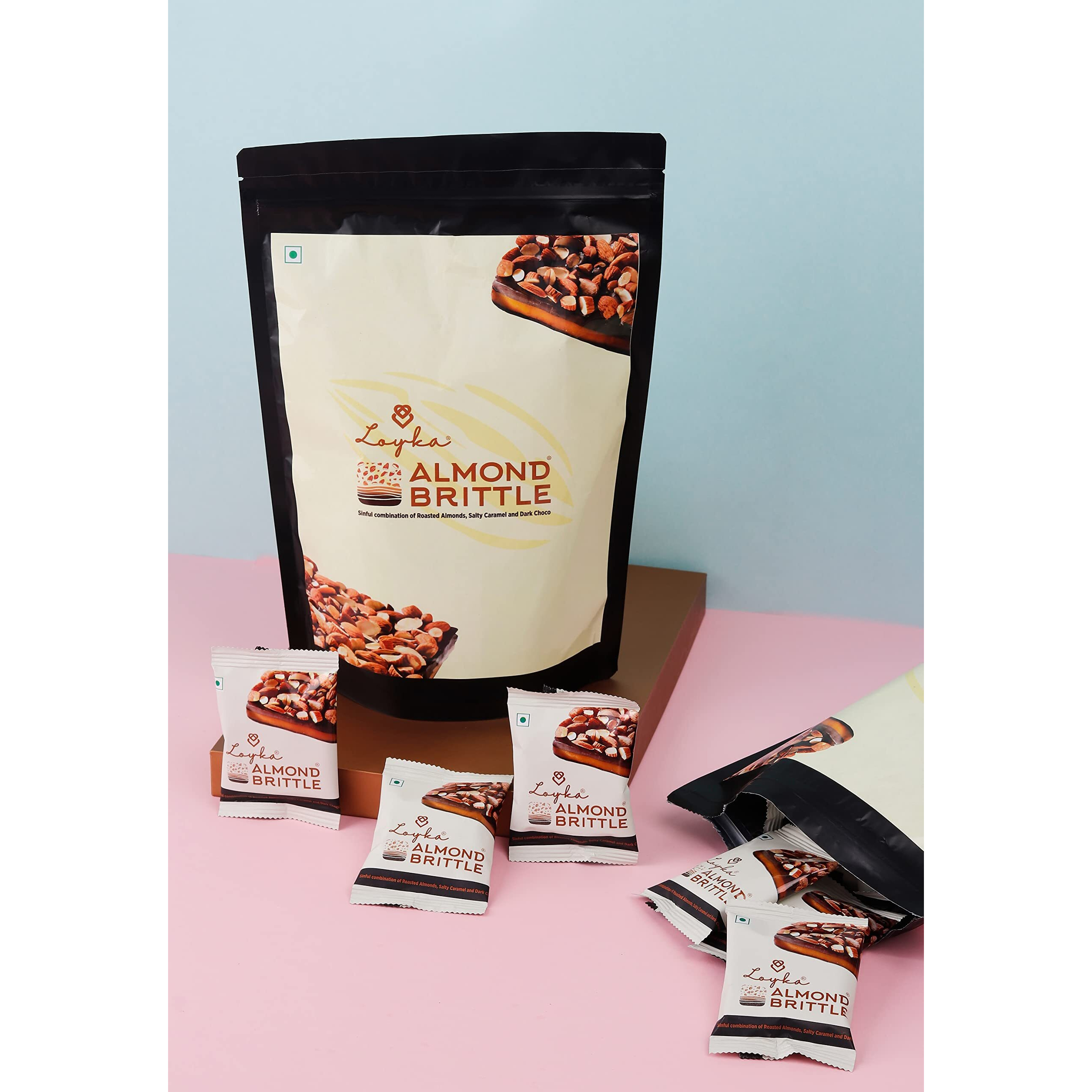 Loyka Almond Brittle Classic Choco Box - 2 packs x 25 pcs (1 kg) | Bulk Chocolate Pack | Return Gift - Friends, Family - Birthday, Wedding, Anniversary, Festival | 40% Roasted California Almonds