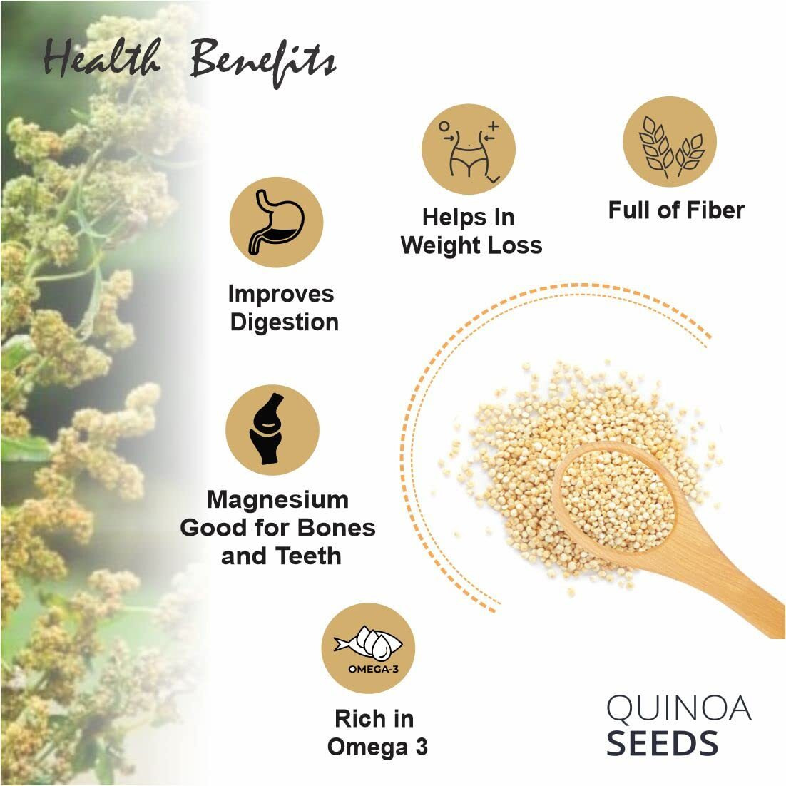 Sinew Nutrition Quinoa 5kg REFILL pack For Weight Management, Gluten Free Quinoa seeds Rich in Protein, Fiber, Iron
