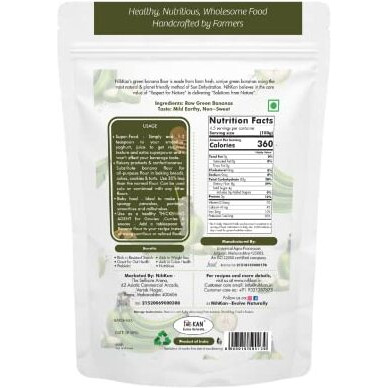 NIHKAN Gluten free Green Banana Flour - 454 gm | Healthy Alternative to Tapioca, Corn or Potato starch | Great for Gluten free Baking I Diabetic & Keto friendly | Healthy Gut fibre | Ideal for fasting