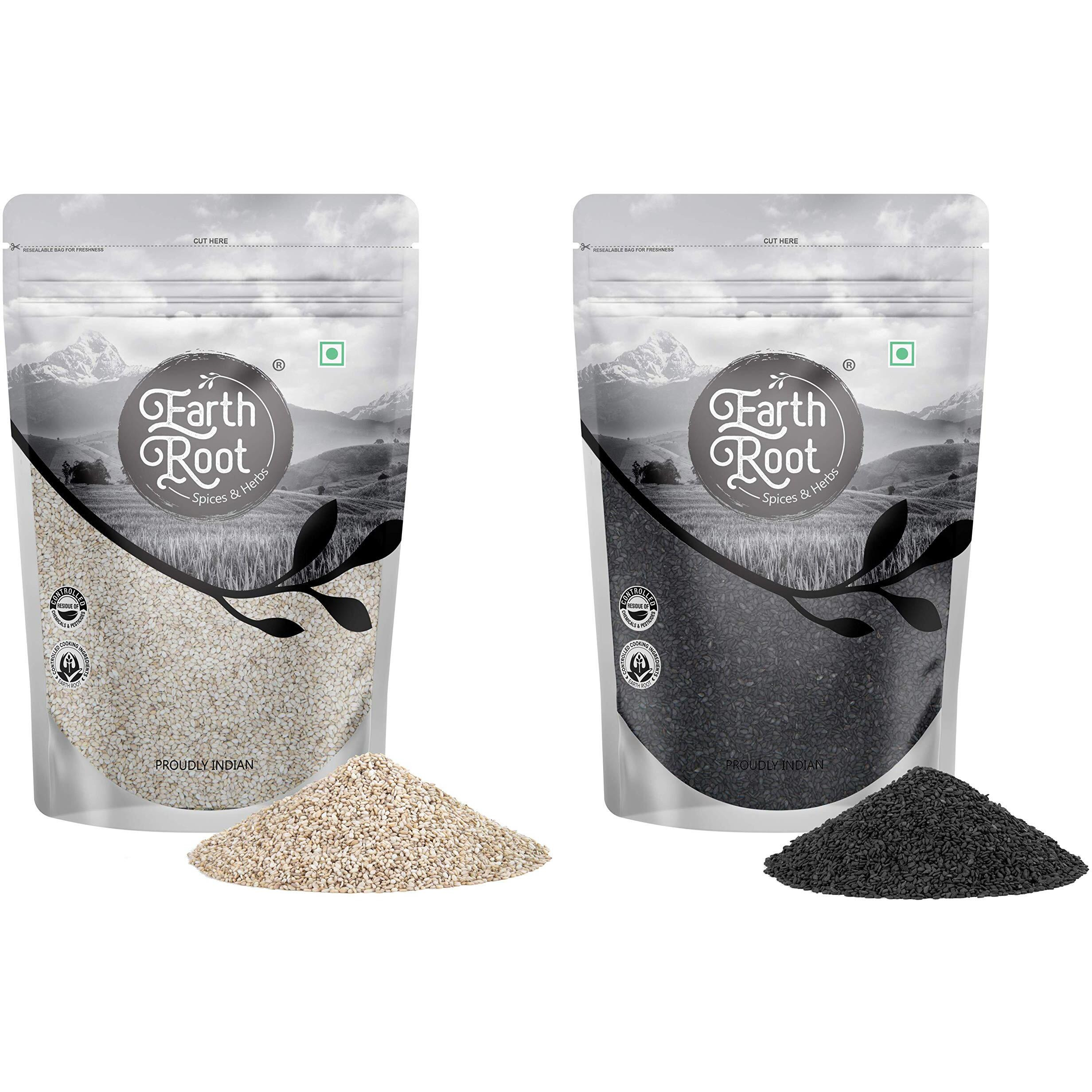 EarthRoot Pack of 2 Natural White Sesame Seed(White Til) - 1Kg & Black Sesame Seed(Kala Til) - 1Kg | No Artificial Colours and preservatives
