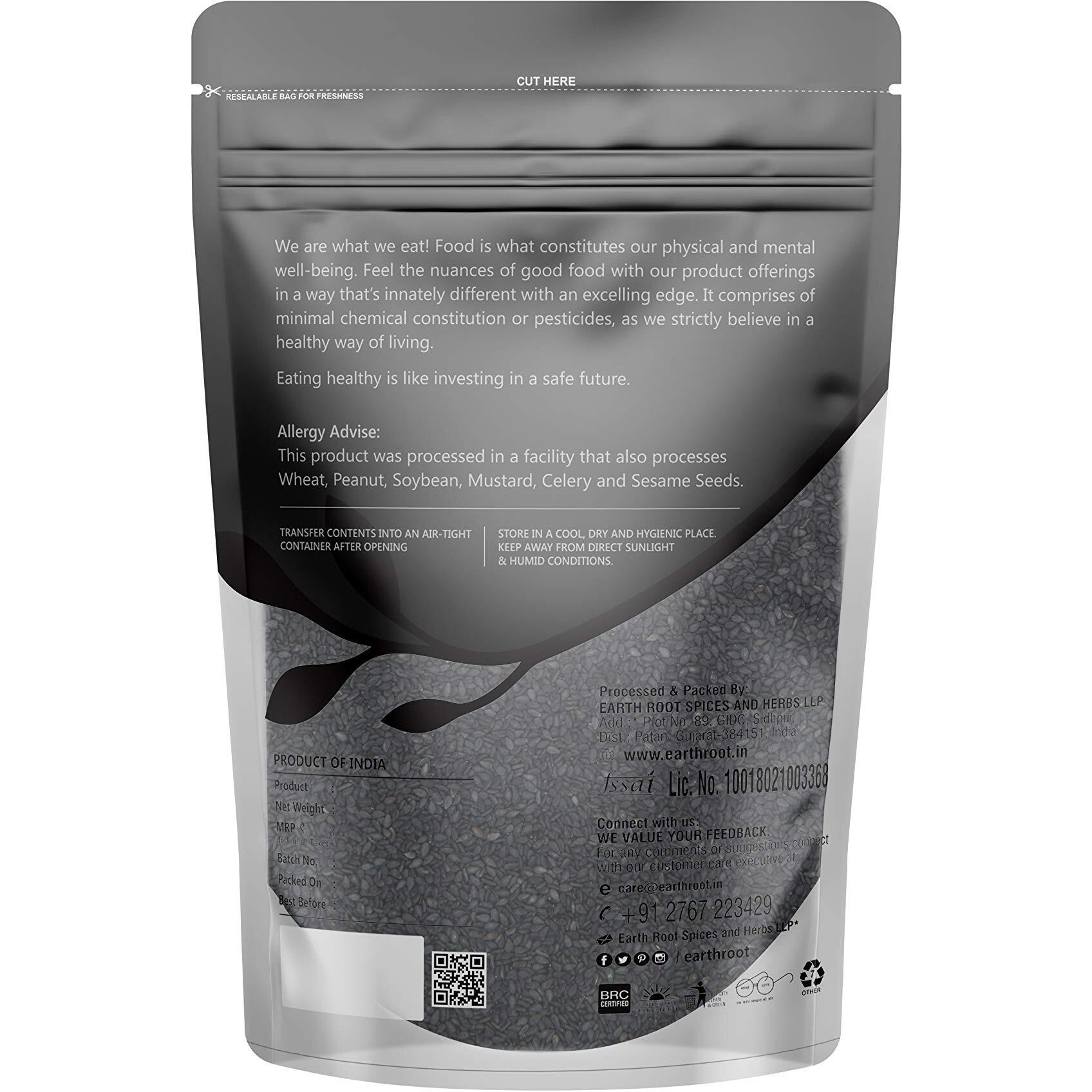 EarthRoot Pack of 2 | Natural White Sesame Seed(White Til) - 200g | Black Sesame Seed(Kala Til) - 200g | No Artificial Colours and preservatives