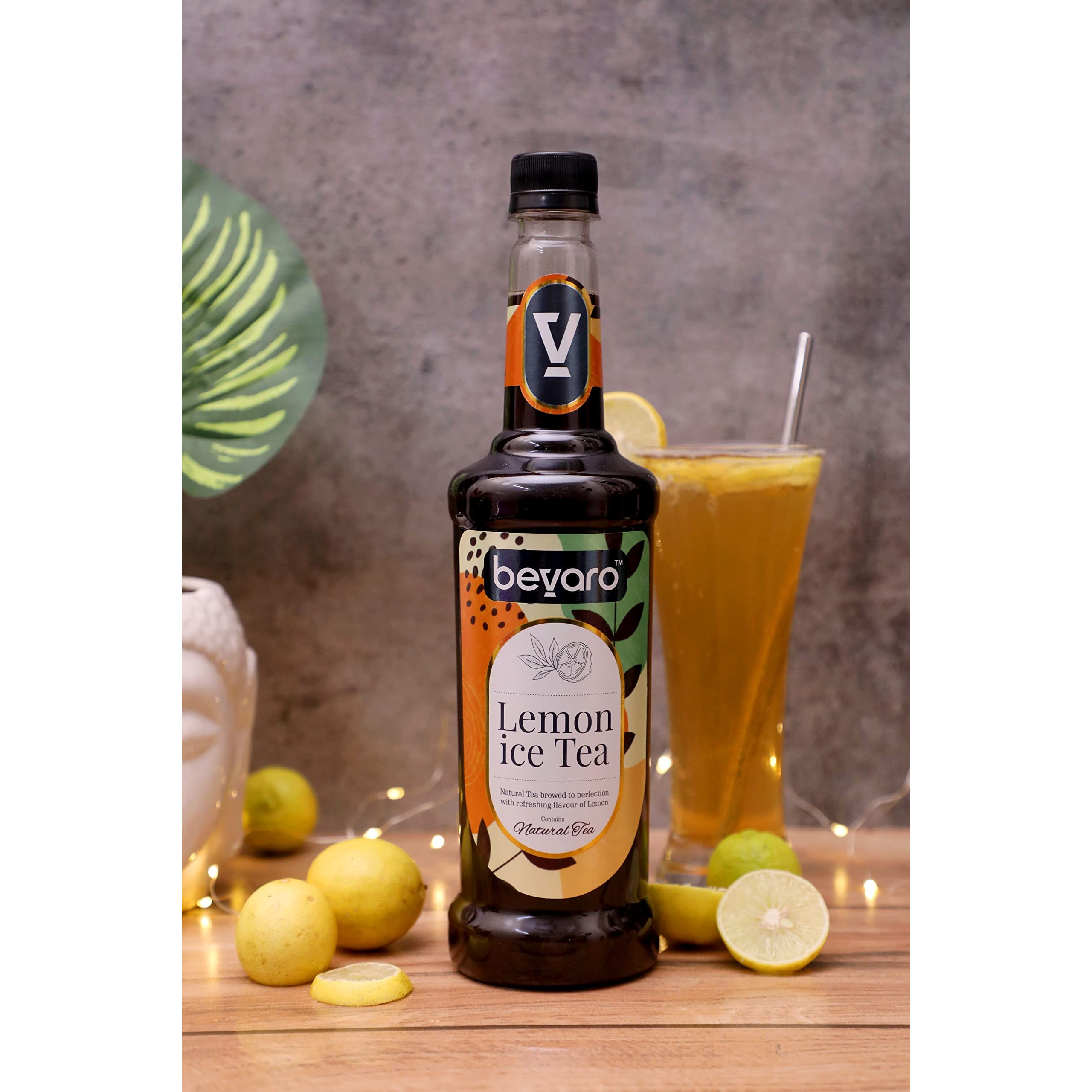 BEVARO Lemon Ice Tea Syrup, 750 ml Contains Natural Tea Extracts, Gourmet syrup for cocktails, mocktails, iced tea, mixers, cold brew, beverages And more