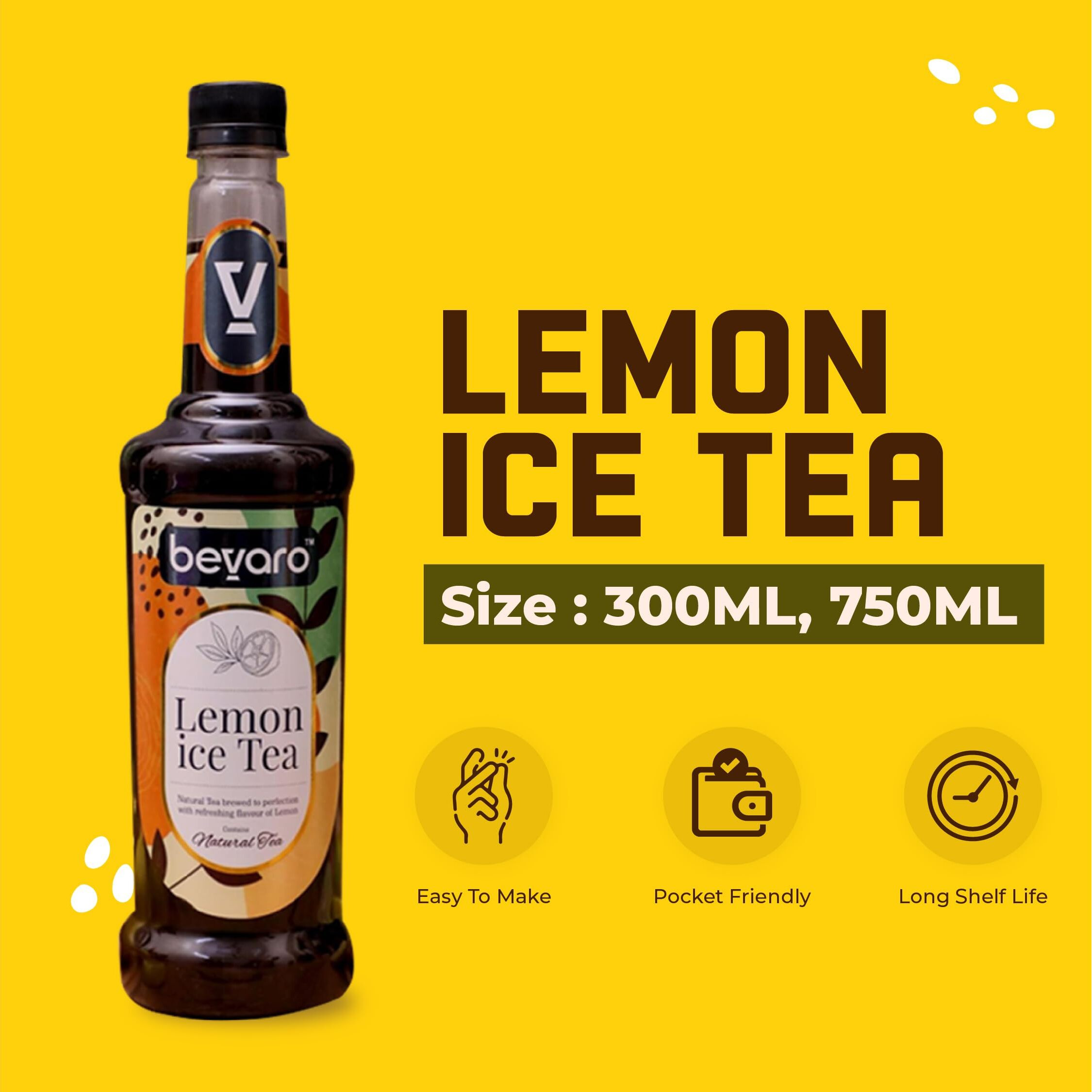 BEVARO Lemon Ice Tea Syrup, 750 ml Contains Natural Tea Extracts, Gourmet syrup for cocktails, mocktails, iced tea, mixers, cold brew, beverages And more