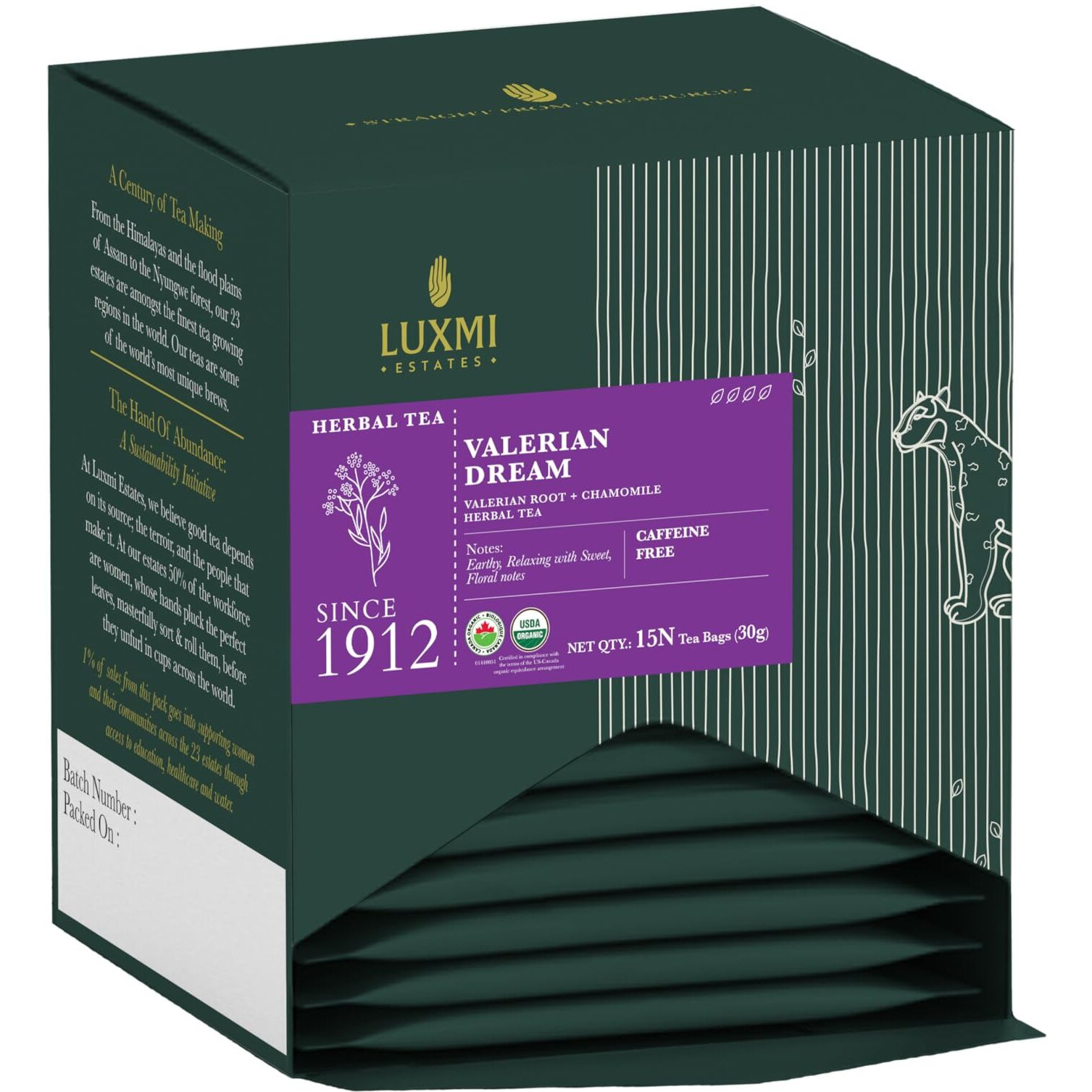 LUXMI Estates Valerian Dream Sleep Tea With Valerian Root 15 Tea Bags (30 gram)| With Chamomile, Lavender & Valerian Root | Get Better Sleep With Wellness Herbal Teas