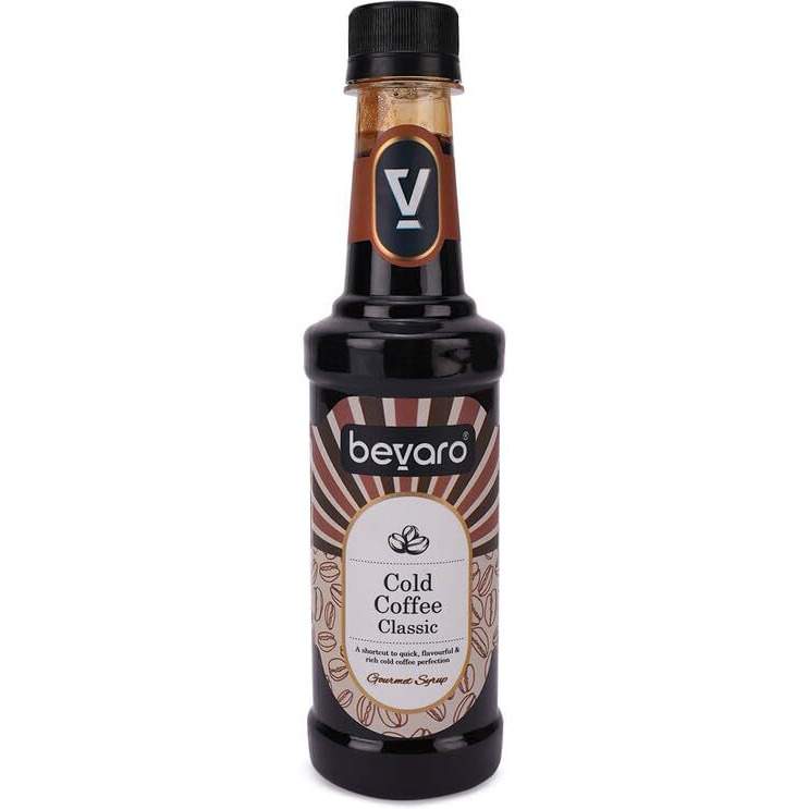 Bevaro Cold Coffee Delight Classic Syrup|Rich Coffee Concentrate Syrup| Suitable For Cold Coffee, Ice Cream, Dessert and other Beverages 300 ML (make upto 15 servings)