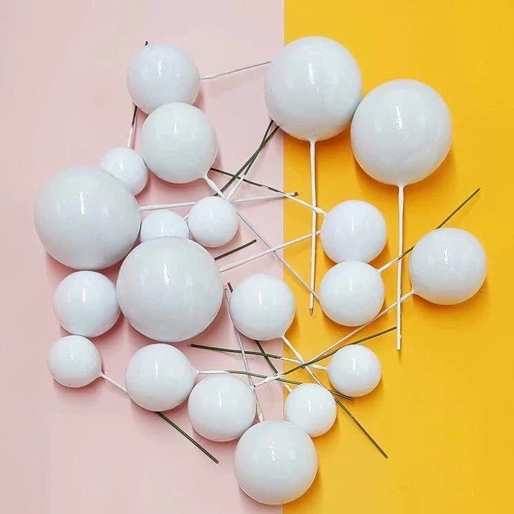 Royals Faux Ball Cake Topper (WHITE) |Cake Decorating Faux Ball Birthday Topper Fancy Cake Decor Ball | Cake Topper | Muffin Topper | Cup Cake Topper |