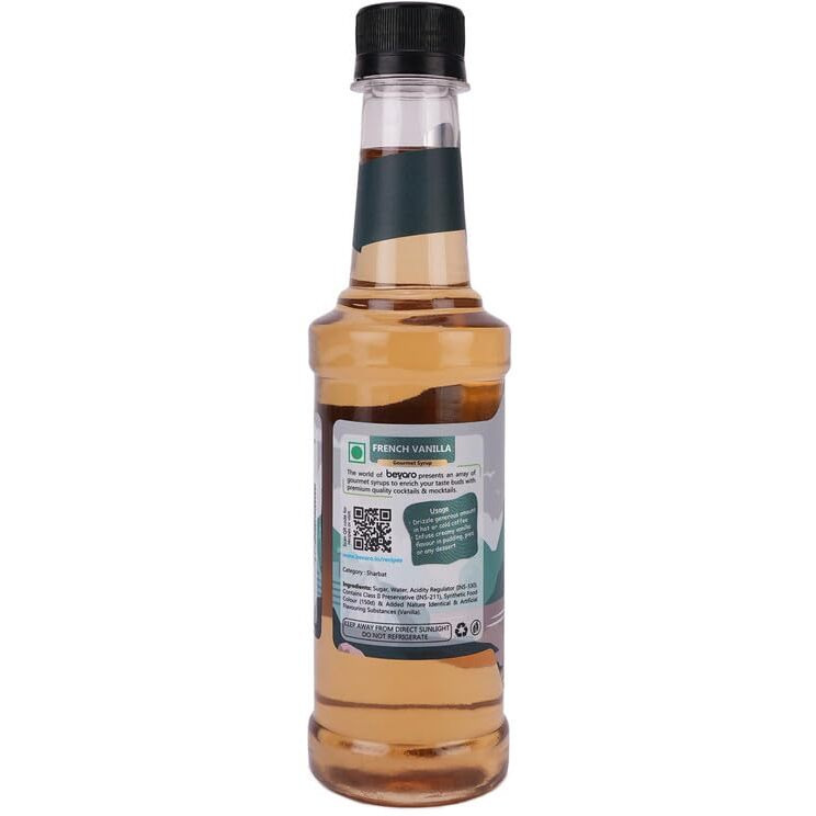 Bevaro French Vanilla syrup |Coffee And Dessert Syrup| Suitable For Hot Coffee,Cold coffee, Shakes and Desserts Add-ons, 300 ml (make upto 15 servings)