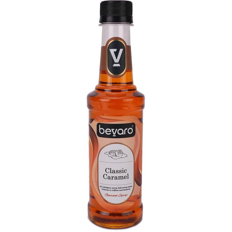 Bevaro Classic Caramel syrup | Delight Coffee And Dessert Syrup| Suitable For Hot Coffee, Cold Coffee, Shakes and Desserts Add-ons,300 ml (make upto 15 servings)