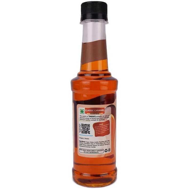 Bevaro Classic Caramel syrup | Delight Coffee And Dessert Syrup| Suitable For Hot Coffee, Cold Coffee, Shakes and Desserts Add-ons,300 ml (make upto 15 servings)