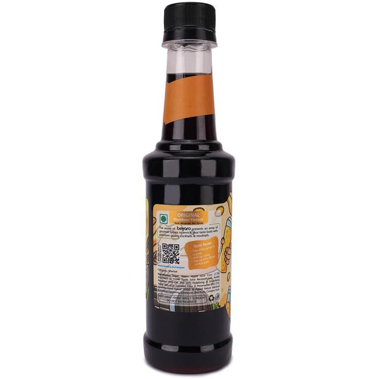 Bevaro Original Fruit Beer Flavoured Syrup | Non Alcoholic | Sweet and Tangy Taste| Suitable For Cocktails, Mocktail, Mixer, Drinks, Juices and other Beverages |300ml (make upto 15 servings)