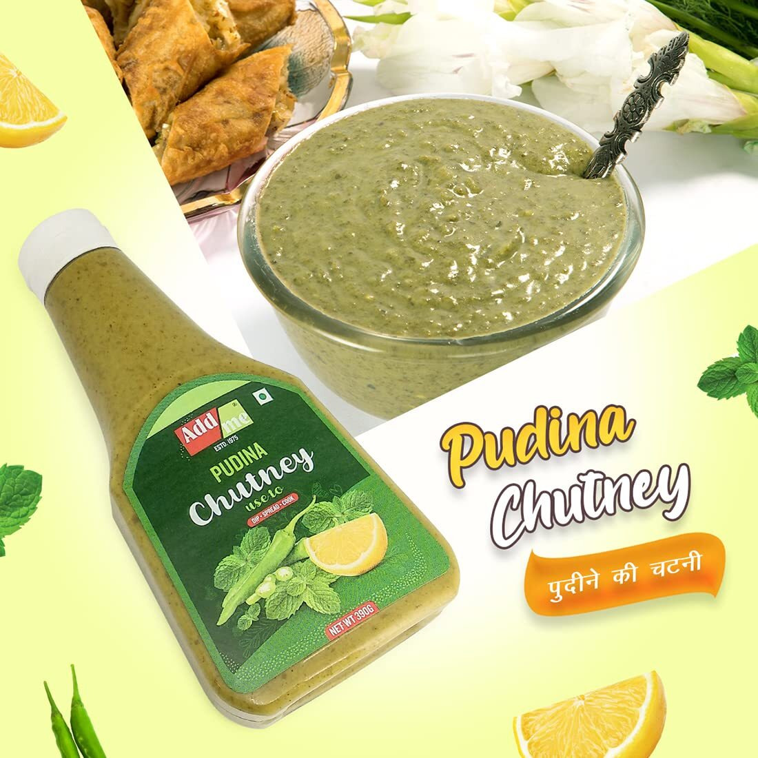 Add me Homemademint Sauce Dhania Pudina Chutney 390 grams Classic Indian Pani Puri Bhelpuri Chatni Recipe Green Chutney