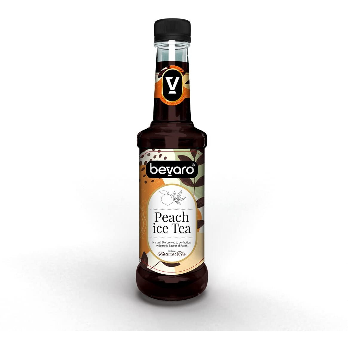 BEVARO Peach Ice Tea Syrup, 300 ml Contains Natural Tea Extracts, Gourmet Syrup for Cocktails, Mocktails, Iced tea, Mixers, Cold Brew, And other Beverages